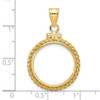 14k Yellow Gold 18mm Twisted Wire Screw Top Coin Bezel Pendant