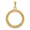 14k Yellow Gold 18mm Twisted Wire Prong Coin Bezel Pendant