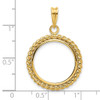 14k Yellow Gold 18mm Twisted Wire Prong Coin Bezel Pendant