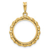 14k Yellow Gold Polished 18mm Bamboo Prong Coin Bezel Pendant