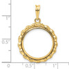 14k Yellow Gold Polished 18mm Bamboo Prong Coin Bezel Pendant