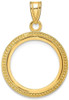 14k Yellow Gold 18mm Beaded Prong Coin Bezel Pendant