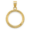 14k Yellow Gold Casted Rope 18mm Prong Coin Bezel Pendant