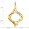 14k Yellow Gold Fancy Wave 18mm Prong Coin Bezel Pendant