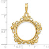 14k Yellow Gold Flower Blossom 18mm Prong Coin Bezel Pendant