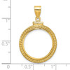 14k Yellow Gold Foxtail Chain Screw Top 18mm Coin Bezel Pendant