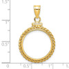 14k Yellow Gold 19.0mm Twisted Wire Screw Top Coin Bezel Pendant