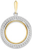 14k Two-tone Gold Channel Set AAA Diamond 20.1mm Prong Coin Bezel Pendant