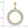 14k Two-tone Gold AA Diamond Circle 20.1mm Prong Coin Bezel Pendant