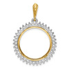 14k Two-tone Gold VS Diamond Circle 20.1mm Prong Coin Bezel Pendant