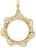 14k Yellow Gold Polished Curved Scroll 20.1mm Prong Coin Bezel Pendant