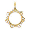 14k Yellow Gold Polished Curved Scroll 20.1mm Prong Coin Bezel Pendant