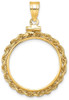 14k Yellow Gold 2mm Rope Screw Top 20.1mm Coin Bezel Pendant