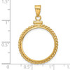 14k Yellow Gold 20.2mm Twisted Wire Screw Top Coin Bezel Pendant