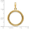 14k Polished Quadruple Twist and Bright 20.0mm Prong Coin Bezel Pendant