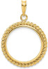14k Yellow Gold 20mm Twisted Wire Prong Coin Bezel Pendant