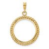 14k Polished with Twisted Wire 20.0mm Prong Coin Bezel Pendant