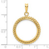 14k Yellow Gold 20mm Twisted Wire Prong Coin Bezel Pendant