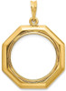 14k Yellow Gold Polished 20mm Octagonal Prong Coin Bezel Pendant