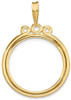 14k Yellow Gold Triple Circle Top 20mm Prong Coin Bezel Pendant