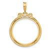 14k Yellow Gold Triple Circle Top 20mm Prong Coin Bezel Pendant