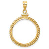 14k Yellow Gold 21.6mm Twisted Wire Screw Top Coin Bezel Pendant