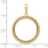 14k Yellow Gold 21.6mm Beaded Edge Prong Coin Bezel Pendant