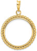 14k Yellow Gold 21.6mm Twisted Wire Prong Coin Bezel Pendant