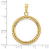 14k Yellow Gold 21.6mm Twisted Wire Prong Coin Bezel Pendant