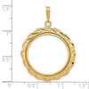 14k Yellow Gold 21.6mm Filigree Waved Prong Coin Bezel Pendant