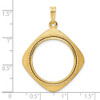 14k Yellow Gold 21.6mm Textured & Beaded Kite-Shape Prong Coin Bezel Pendant