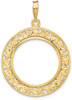 14k Yellow Gold Polished 21.6mm Curved Filigree Prong Coin Bezel Pendant