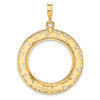 14k Yellow Gold Polished 21.6mm Curved Filigree Prong Coin Bezel Pendant