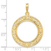 14k Yellow Gold Polished 21.6mm Curved Filigree Prong Coin Bezel Pendant