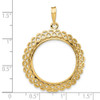 14k Yellow Gold Polished 21.6mm Heart Filigree Prong Coin Bezel Pendant