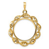 14k Yellow Gold 21.6mm Fancy Twisted Ribbon Prong Coin Bezel Pendant