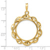 14k Yellow Gold 21.6mm Fancy Twisted Ribbon Prong Coin Bezel Pendant