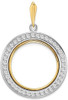 14k Two-tone Gold Channel Set AA Diamond 21.6mm Prong Coin Bezel Pendant