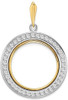 14k Two-tone Gold Channel Set AAA Diamond 21.6mm Prong Coin Bezel Pendant