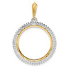 14k Two-tone Gold AAA Diamond Circle 21.6mm Prong Coin Bezel Pendant 2006