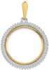 14k Two-tone Gold VS Diamond Circle 21.6mm Prong Coin Bezel Pendant 2006