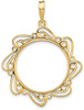 14k Yellow Gold Polished Curved Scroll 21.6mm Prong Coin Bezel Pendant