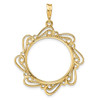 14k Yellow Gold Polished Curved Scroll 21.6mm Prong Coin Bezel Pendant