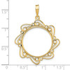 14k Yellow Gold Polished Curved Scroll 21.6mm Prong Coin Bezel Pendant