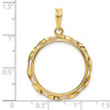 14k Yellow Gold Hand Twisted Ribbon 21.6mm Prong Coin Bezel Pendant