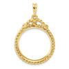 14k Yellow Gold Western Rope 21.6mm Prong Coin Bezel Pendant
