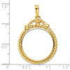 14k Yellow Gold Western Rope 21.6mm Prong Coin Bezel Pendant