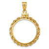 14k Yellow Gold 2mm Rope Screw Top 21.6mm Coin Bezel Pendant