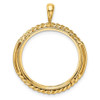 14k Yellow Gold 22mm Double Twisted w/ Polished Edge Prong Coin Bezel Pendant