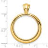 14k Yellow Gold Polished 22mm Concentric Circle Prong Coin Bezel Pendant